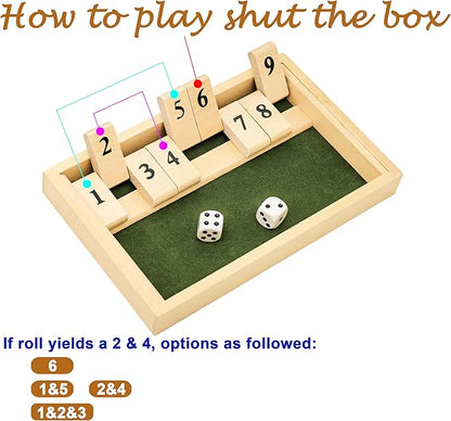 Alzheimers Products for Elderly, 9 Numbers Memory Games for Dementia Patients Seniors, Wooden Shut The Box Dementia Products for Elderly, Fidget Sensory Busy Board Gadgets Gifts Activities