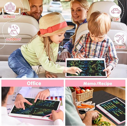 Hockvill LCD Writing Tablet for Kids 16 Inch, Toys for Girls Boys Drawing Pad for 3 4 5 6 7 Year Old Kids Toys, Easter Basket Stuffer for Kids, Toddler Doodle Board Travel Essentials - Pink