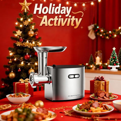 CHEFFANO Meat Grinder, 2600W Max Stainless Steel Meat Grinder Electric