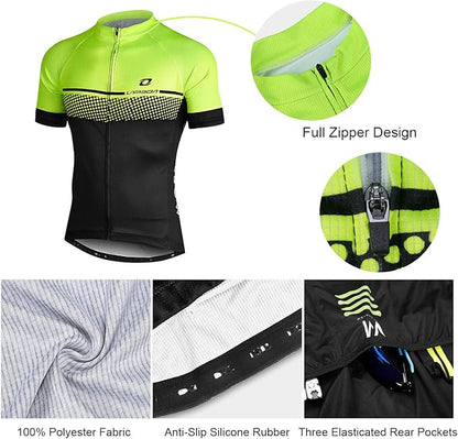 LAMEDA Men's Cycling Jersey Breathable Lightweight Bike Jersey Short Sleeve Quick Dry Moisture Wicking Biking Shirts