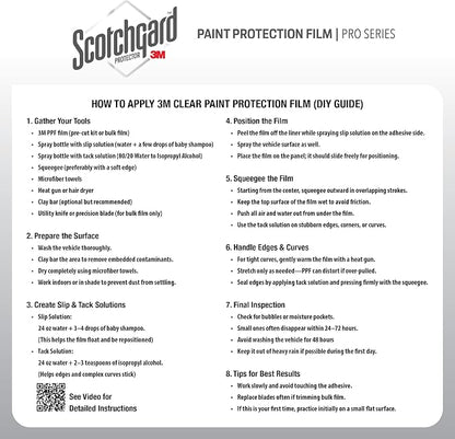 3M Clear Paint Protection Film, 8 mil PPF Vinyl Wrap with Self-Healing Technology, UV Protection, Non-Yellowing, Scratch Resistant, Glossy Finish (6 x 36in)