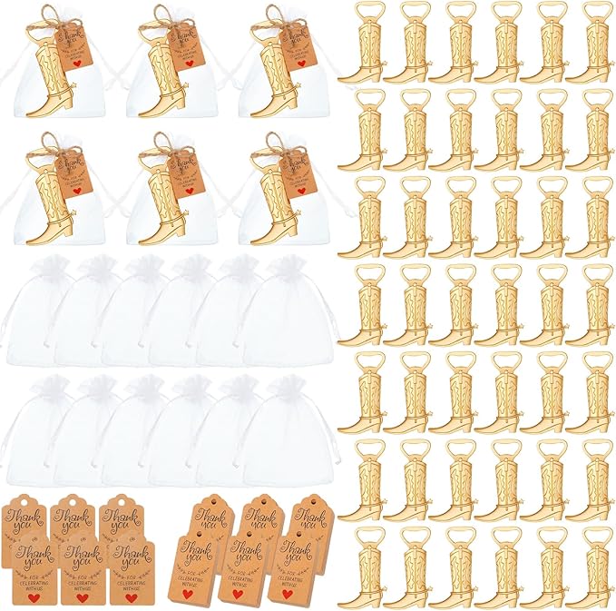 Meanplan 251 Pcs Cowboy Boot Bottle Opener Set Cowgirl Western Derby Wedding