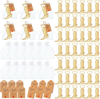 Meanplan 251 Pcs Cowboy Boot Bottle Opener Set Cowgirl Western Derby Wedding