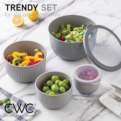COOK WITH COLOR Prep Bowls with Lids- Wide and Deep Nesting Plastic Small