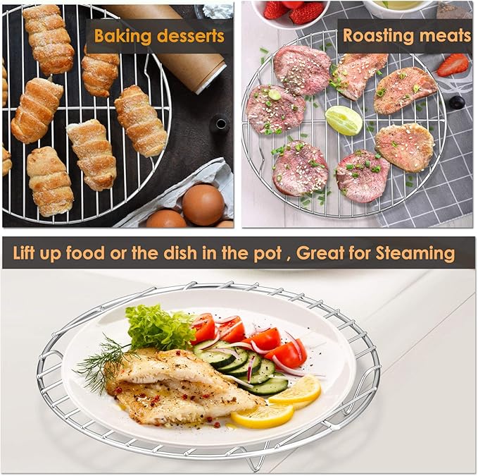 P&P CHEF Round Cooking Rack, Fits Air Fryer/Stockpot/Pressure Cooker/Round Cake