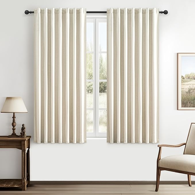 Warm Cream Short Length Blackout Curtains