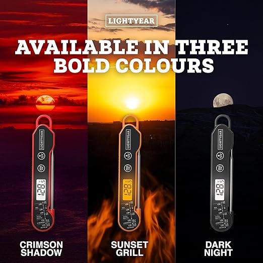Lightyear Meat Thermometer | Instant Read Cooking Thermometer for Grilling, Roasting & BBQ, Built-in Magnet, IP65 Waterproof, Food-Grade Stainless Steel Temperature Probe