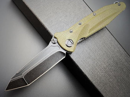 Eafengrow EF55 Pocket Knife Folding Knife G10 Handle D2 Steel Blade Folder EDC Tool Knifes for Working Camping with Clip(Green)