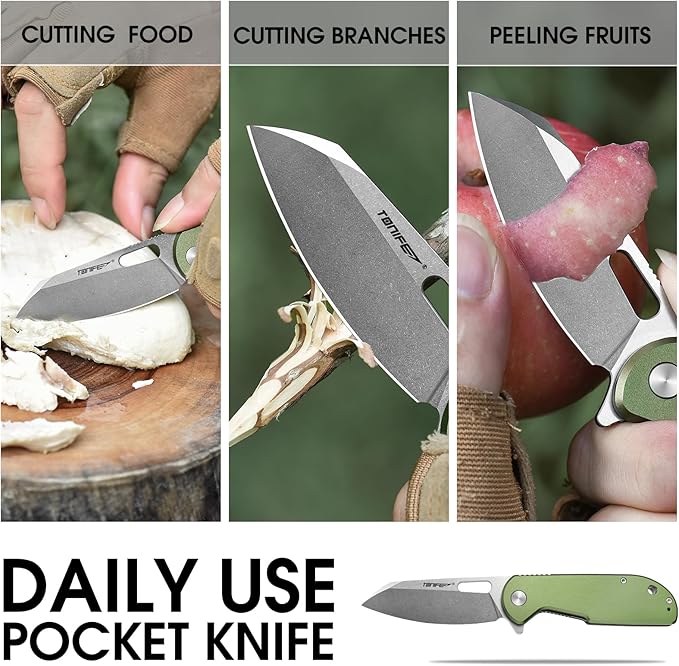 TONIFE Galaxy Mini Folding Knife with D2 Steel Blade and Aluminum Handle, EDC Pocket Tool for Camping, Hiking, and Survival (green)