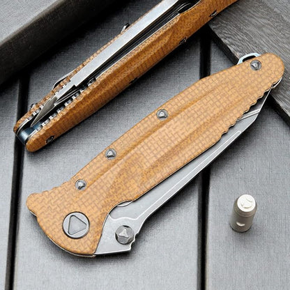 Eafengrow EF55 Pocket Knife Folding Knife G10 Handle D2 Steel Blade Folder EDC Tool Knifes for Working Camping with Clip(Brown)