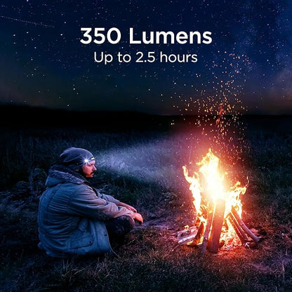 BLACK+DECKER Rechargeable Headlamp with Flashlight & Wave Sensor 2-Pack, 350 Lumens LED 230° Beam Head Light, IP65 Waterproof, 4 Brightness Settings, SOS Mode, Fits Over Helmets, Head Lamp for Camping