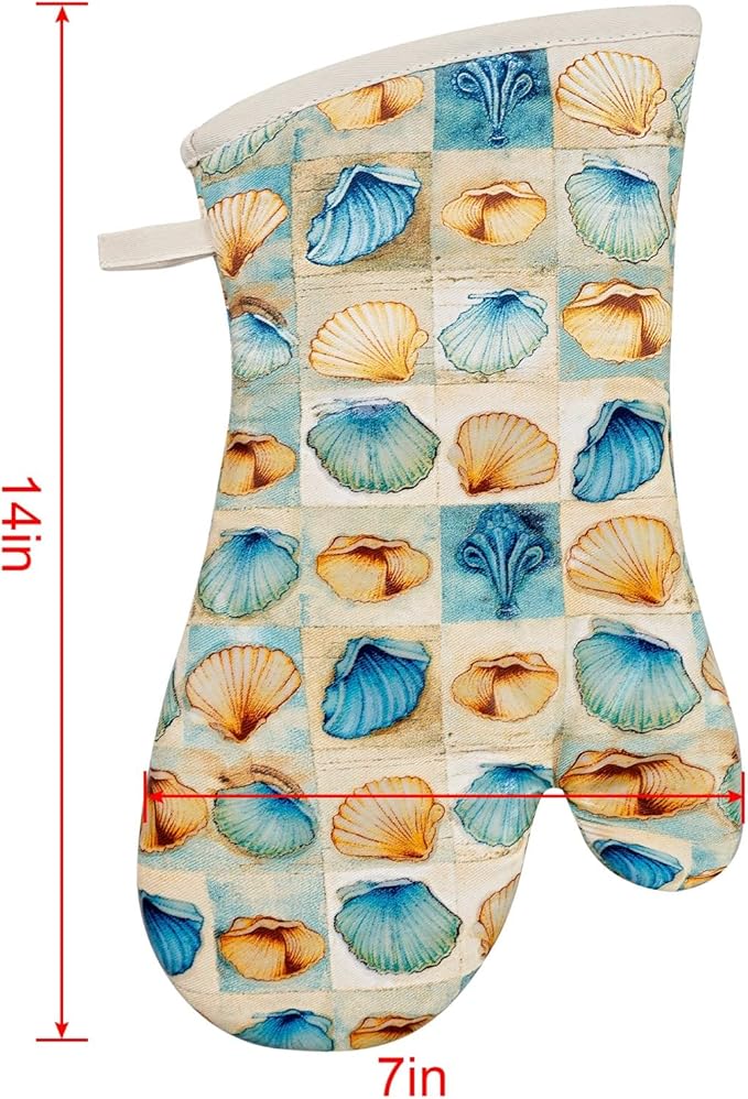 Oven Mitts Gloves 1 Pair Heat Resistant 480 ℉ Non Slip Clear Silicone Printed