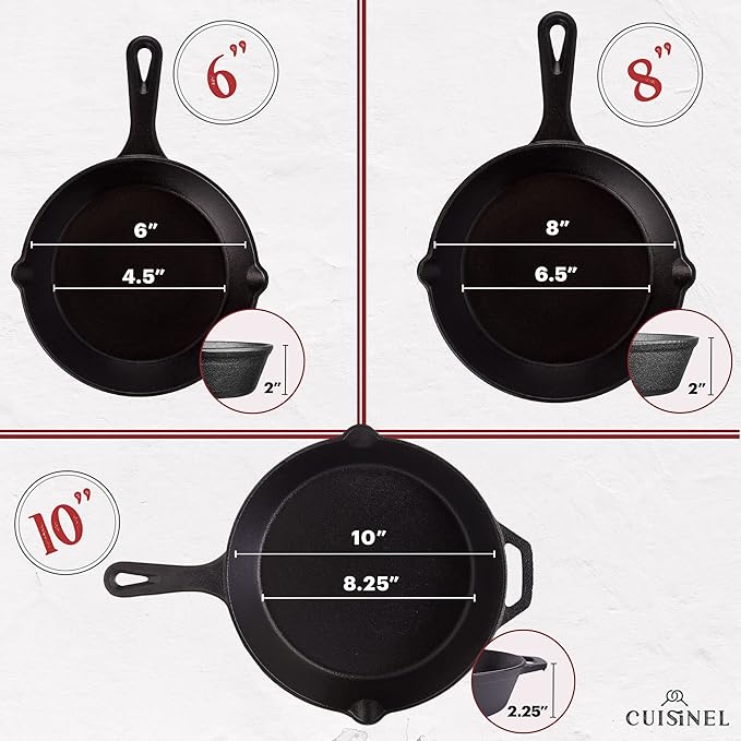Cuisinel Cast Iron Skillets Set