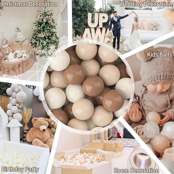 GOGOSO Ball Pit Balls for Toddlers Phthalate-Free BPA-Free Non-Toxic Crush Proof Soft Plastic Play Balls Baby Kids Shape Tent Pool Playhouse Playpen Party Decor,Coffee Brown Beige,50PCS