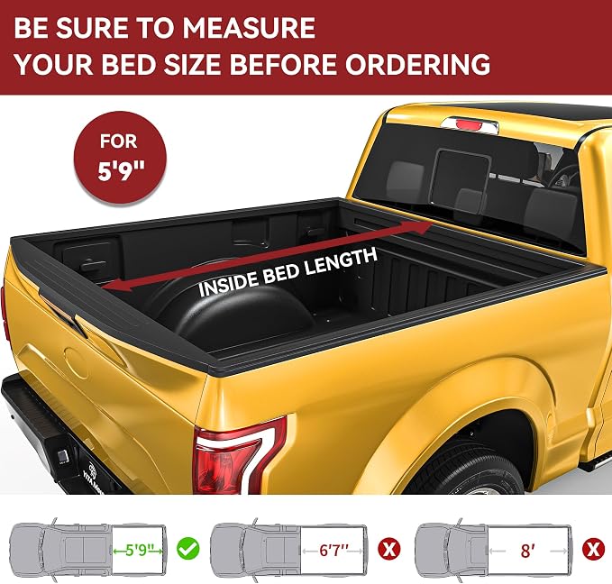 YITAMOTOR Soft Tri-fold Truck Bed Tonneau Cover Compatible with 2019-2026 Chevy Silverado/ GMC Sierra 1500 New Body Style, Fleetside 5.8 ft Bed