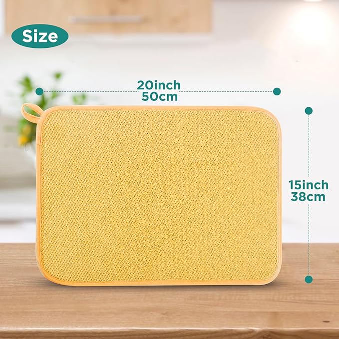 GeeRic Microfiber Dish Drying Mat, Super Absorbent Kitchen Dish Drying Pad