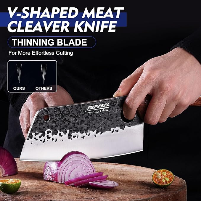 Topfeel 4PCS Meat Cleaver Set -Heavy Duty Bone Chopper & Meat Cleaver & Viking