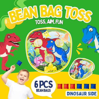 2-in-1 Dinosaur & Animal Bean Bag Toss Game – Double-Sided 27" Target Board with 6 Bean Bags – Outdoor & Indoor Toy for Toddlers & Kids Ages 3-6 – Birthday Gift - Amazon Exclusive