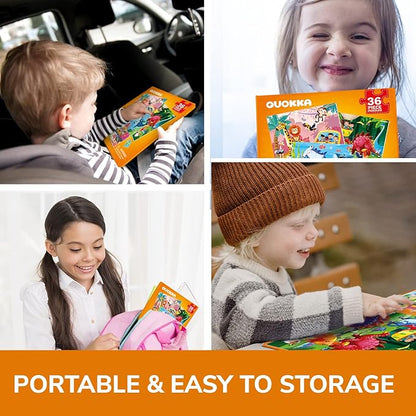 QUOKKA Magnetic Puzzles for Kids Ages 4-6 - 36 Pieces Sudoku Toddler Puzzles Ages 2-4 - Travel Games for Kids Ages 3-5 - Animal Jungle Sea Toddler Travel Toys - Car Airplane Road Trip Games