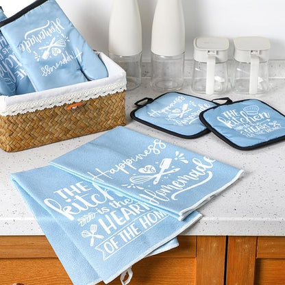 Sratte 6 Pcs Kitchen Decor Accessories Set Farmhouse Towels Pot Holders Oven