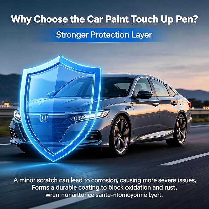 Lunar Silver Metallic(NH-830M) Touch Up Paint for Honda 2-in-1 Car Scratch Repair Pen for Rock Chips, Door Scratches & Paint Nicks Exact Color Match Quick Dry DIY Fix for Civic Accord CR-V