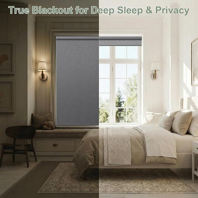 Zshine Motorized Blackout Window Blinds Customize Width Remote Control Wireless