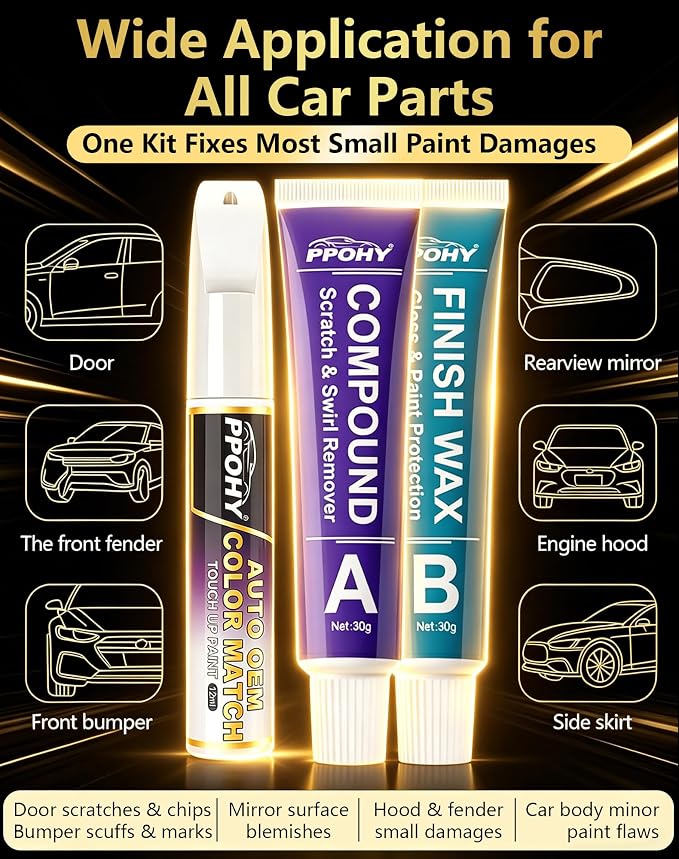 Antimatter Blue Metallic(HX) Touch Up Paint for Ford with A/B Wax OEM Exact Match,Scratch Repair Kit,2-In-1 Tip/Brush,Quick Dry Anti-Rust Waterproof Paint F-150,Mustang,Explorer,Bronco