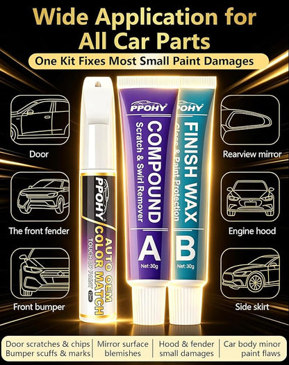 Antimatter Blue Metallic(HX) Touch Up Paint for Ford with A/B Wax OEM Exact Match,Scratch Repair Kit,2-In-1 Tip/Brush,Quick Dry Anti-Rust Waterproof Paint F-150,Mustang,Explorer,Bronco