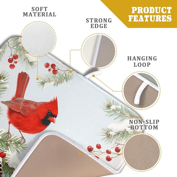 Winter Cardinal Bird Dish Drying Mat