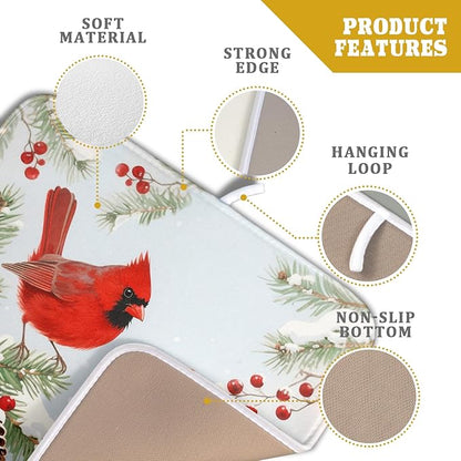 Winter Cardinal Bird Dish Drying Mat