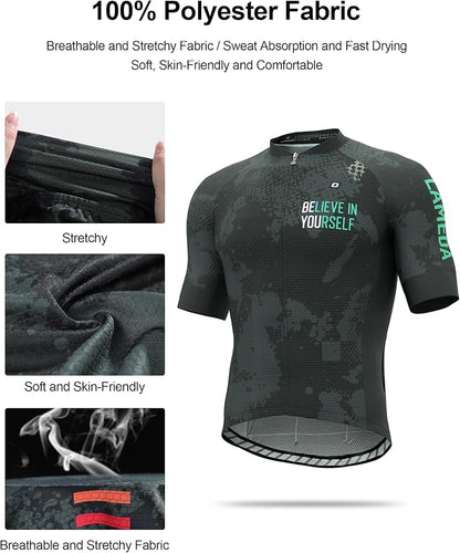 LAMEDA Men's Cycling Jersey Breathable Lightweight Bike Jersey Short Sleeve Quick Dry Moisture Wicking Biking Shirts