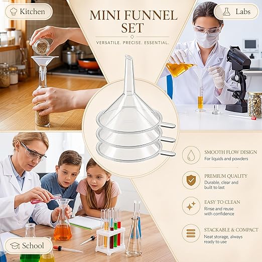 Hoolerry 100 Pcs Small Funnel for Filling Small Bottles Clear Plastic Mini
