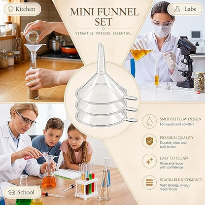 Hoolerry 100 Pcs Small Funnel for Filling Small Bottles Clear Plastic Mini