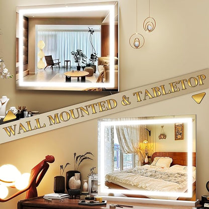 ROLOVE 23x18 Inch Lighted Vanity Mirror, 3-Color Dimmable LED & Touch Control