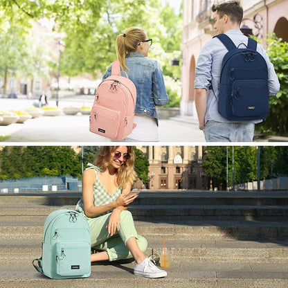 Carry On Travel Backpack For Women, 18 Inch Water Resistant Large Backpack Lightweight Bookbag For Men, 8x14x18 Personal Item Bag Casual Daypack Backpacks For Work Office Commuter (Cyan)