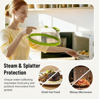 Microwave Splatter Cover with Water Steamer, Upgraded Microwave Cover
