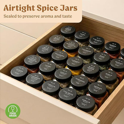 EDELHAUS Glass Spice Jars with Labels Spice Containers with 240 Labels