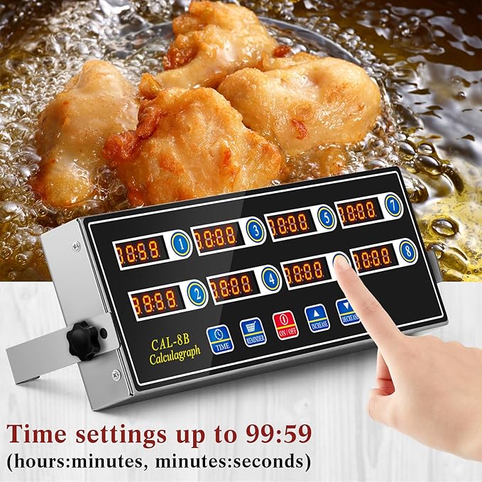 Relaxweex 1 Pack Commercial 8 Channel Digital Kitchen Timer, Wall Mount or