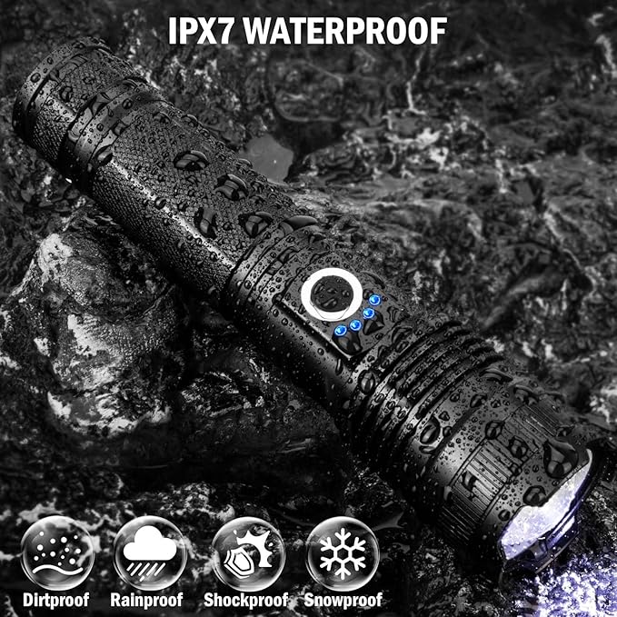 Led Flashlights High Lumens Rechargeable 2 Pack, 99000 Lumen Super Bright Fashlight with 5000ɱAh ?attery, Waterproof Powerful Flash Light Multifunctional Flashlights for Home Camping Hiking