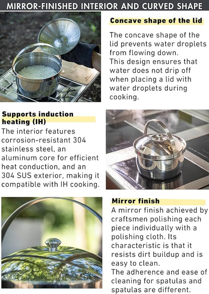 CAMPINGMOON 3.0L Cooking Pot 3-ply Stainless Steel IH Compatible Rice Cooker CC-21