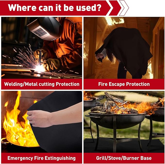 kanhiro 40x40 Inch Large Welding Blanket Fireproof Pad - 5mm Thickened Fire Resistant Carbon Felt Cloth, Flame Retardant Fabric, Heat Shield for Grill Cover, Soldering, Firepit, Smoker