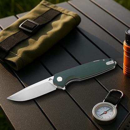FLISSA Multitool Pocket Knife, 3.3" D2 Blade with G10 Handle, Liner Lock Folding Knife with Glass Breaker, Screwdrivers, Bottle Opener & Rope Cutter for EDC, Survival, Camping, Hiking
