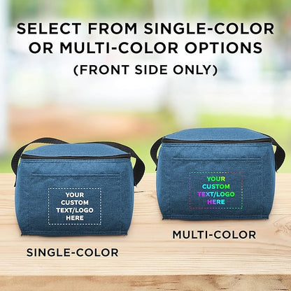DISCOUNT PROMOS Custom Insulated Cooler Lunch Bag Set of 50, Personalized Bulk Pack - Perfect for Work, Travel, Outdoor Events - Blue