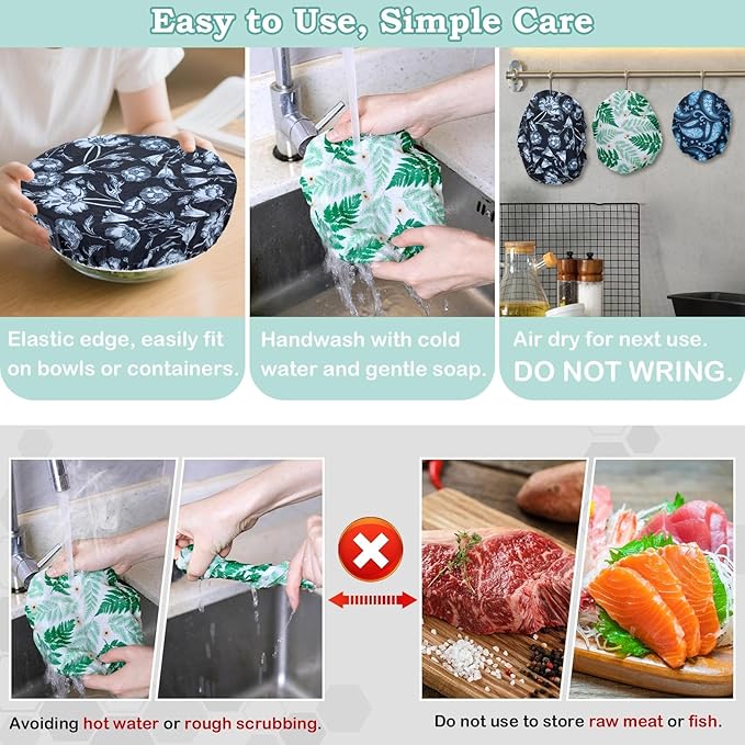 5-Size Reusable Beeswax Bowl Covers