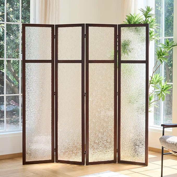 Acrylic Room Divider, 4-Panel Freestanding Partition Screen, Frosted