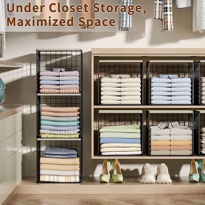 3PCS Stackable Closet Organizers and Storage, Shelves