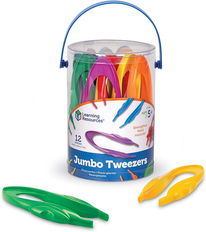 Learning Resources Jumbo Tweezers - Sensory Bin Tools , Water Table Toys, Montessori Grabber Tool, School and Teacher Supplies, Toddler Activities, Fine Motor, Daycare Essentials