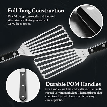 Lamson 3" x 6" Chef's Slotted Turner with Noir Ultra Durable Handle - Right Hand