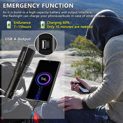 Rechargeable LED Flashlights 10000.00 High Lumens,?Ÿ�?ŸŽ?Ÿ�?Ÿ“ ?��?�ž?�° High Powered Waterproof Tactical Flashlight Spotlight Flashlight for Home, Bright Flashlight Black for Outdoor Camping Emergency