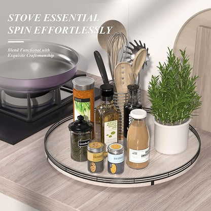 21" Lazy Susan Wood Turntable Organizer